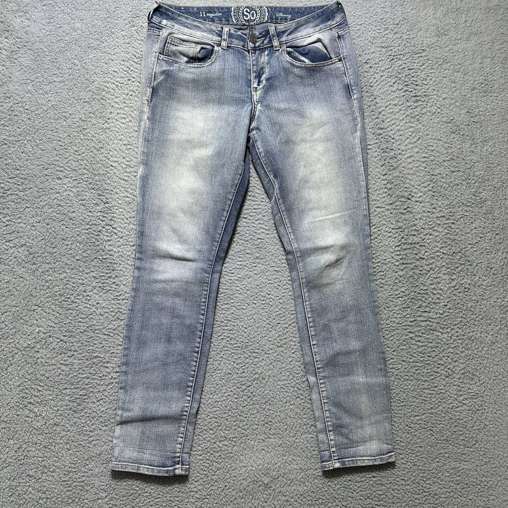 SO Women's Light Wash‎ Faded Skinny Jeans Grunge Y2K Size 11 Reg